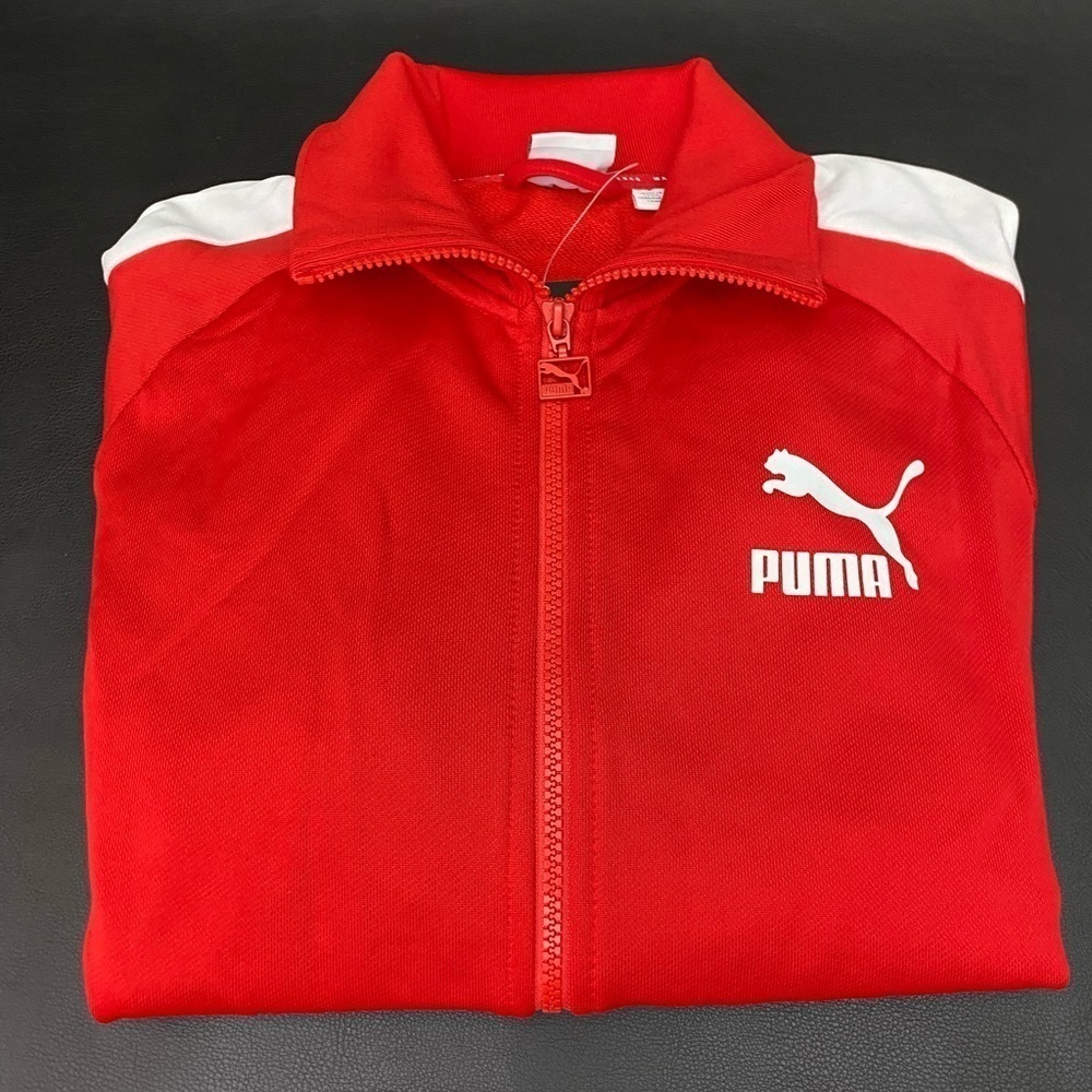 Puma T7 Track Red and White Jacket Men’s Size Small.
